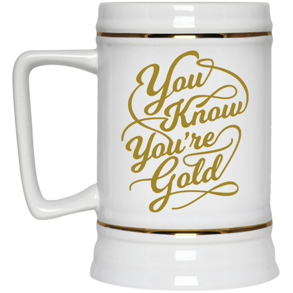 Chope à bière avec logo original "you know you're gold" - motiVale Design