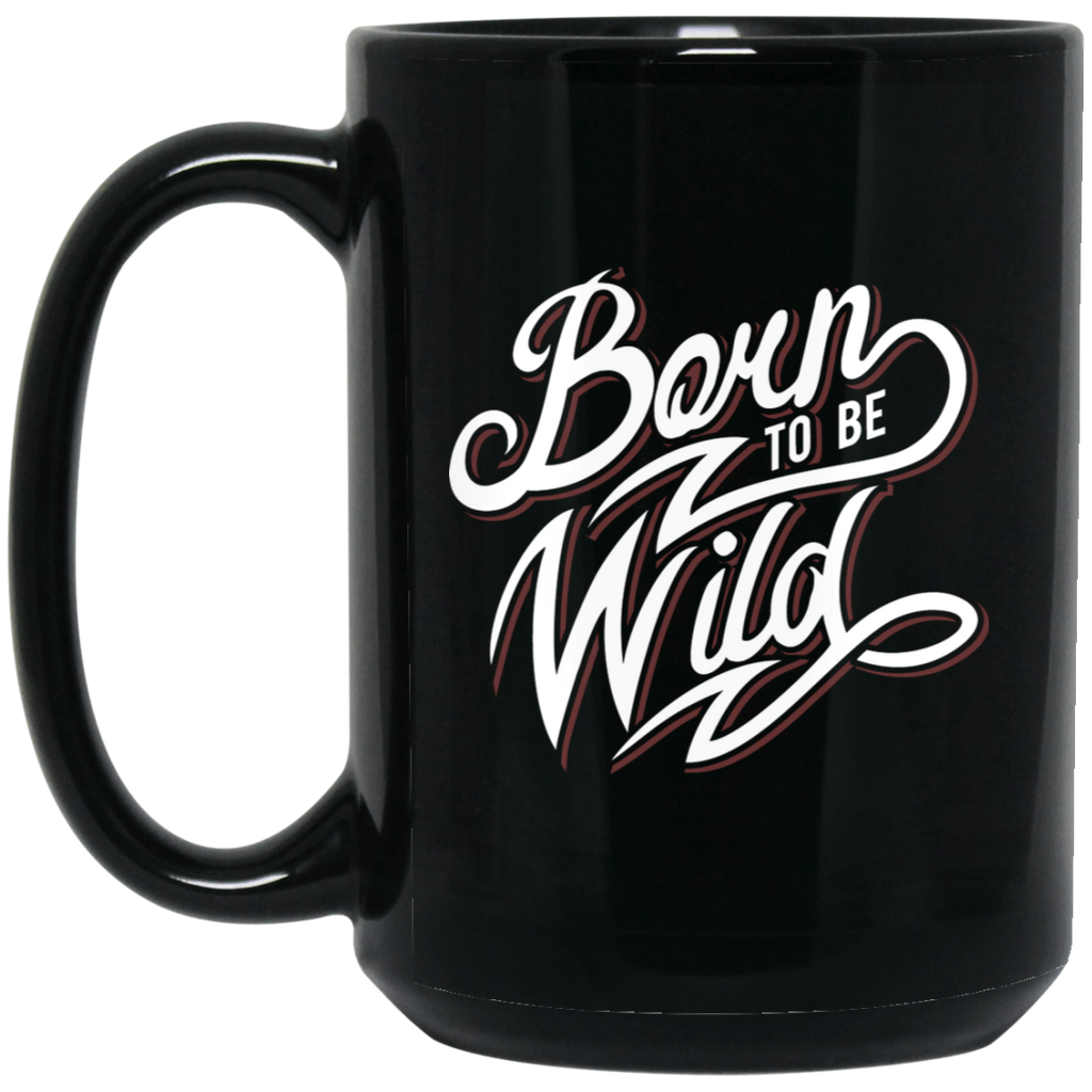 Mug Noir élégant avec logo "Born to be wild" - motiVale Design