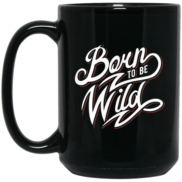 Mug Noir élégant avec logo "Born to be wild" - motiVale Design