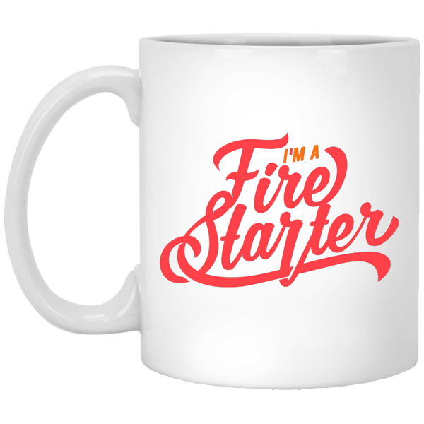 Mug coloré avec logo rouge "i'm a fire starter" - motiVale Design