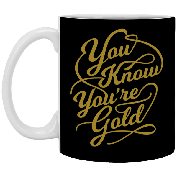 Mug coloré avec logo "You know your are gold" - motiVale Design