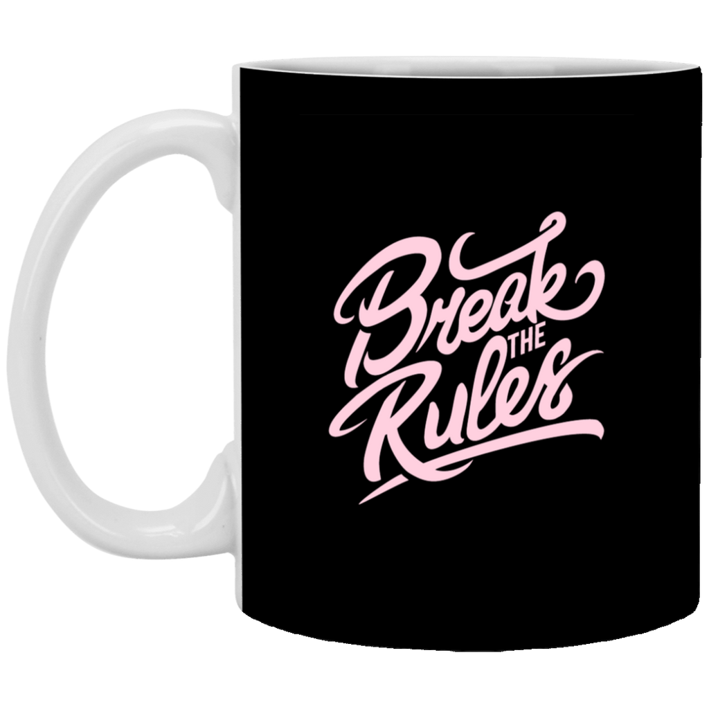 Mug coloré avec logo "break the rules " rose - motiVale Design