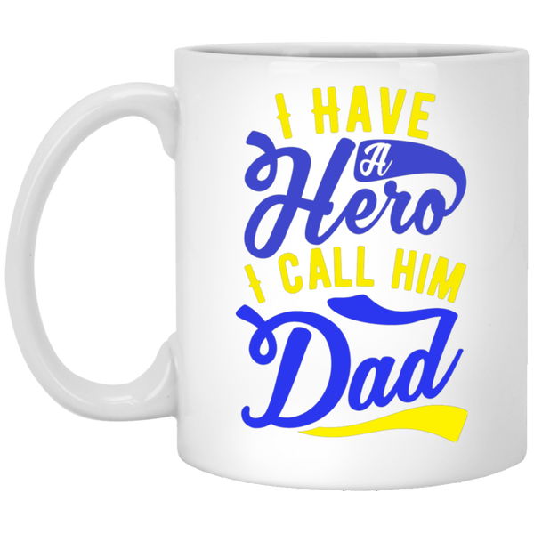 Mug coloré avec logo "I have a hero, i call him dad" - motiVale Design